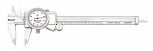N1173 Dial Caliper w/Case 6 In White