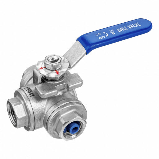 Manual 3-Way Ball Valve 1/2 304 SS