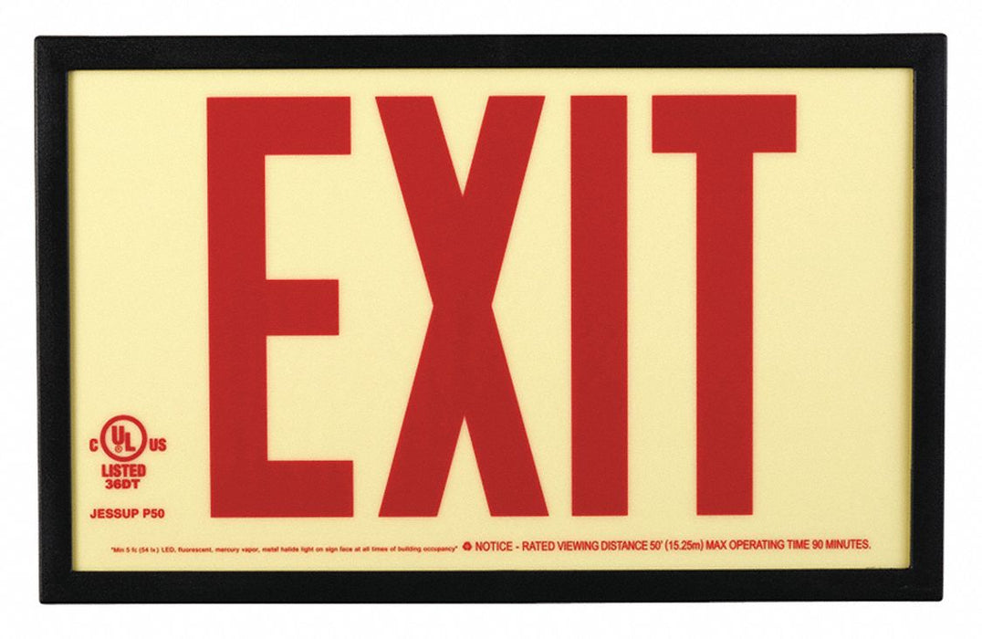 E6713 Exit Sign 7 1/2 in x 13 in Plastic