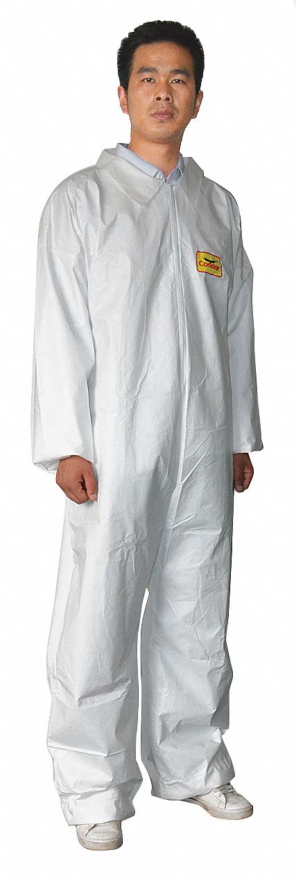 Collared Coveralls White M Elastic PK6