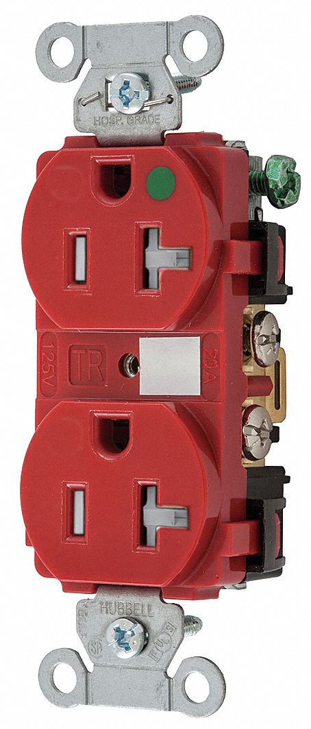 Receptacle Red 20 A 2P3W Back Side 1PK