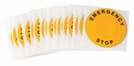 LegndPlatLabel EmergencyStp Blk/Ylw PK25
