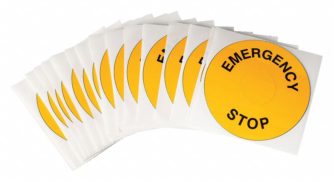 LegndPlatLabel EmergencyStp Blk/Ylw PK25