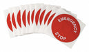 LegndPlatLabel EmergencyStp Wht/Red PK25