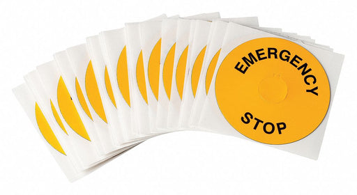 LegndPlatLabel EmergencyStp Blk/Ylw PK25