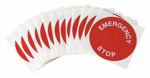 LegndPlatLabel EmergencyStp Wht/Red PK25