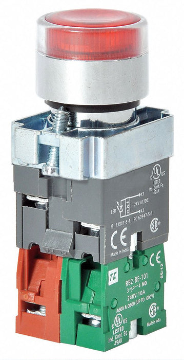 H6943 IllumPushButton FullVolt Red 1NO/1NC