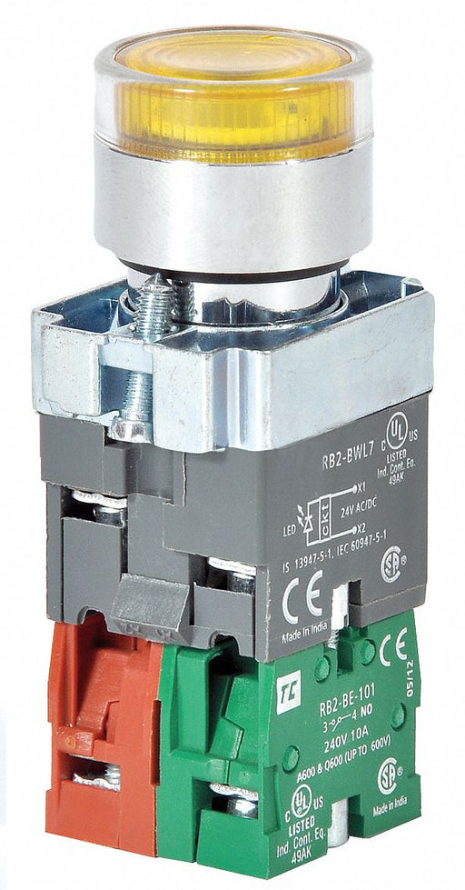 H6943 IllumPushButton FullVolt Yellow 1NO/1NC