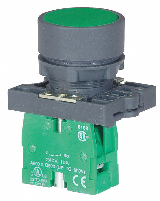 FlushPushButtonOperator NonIllum Grn 1NO