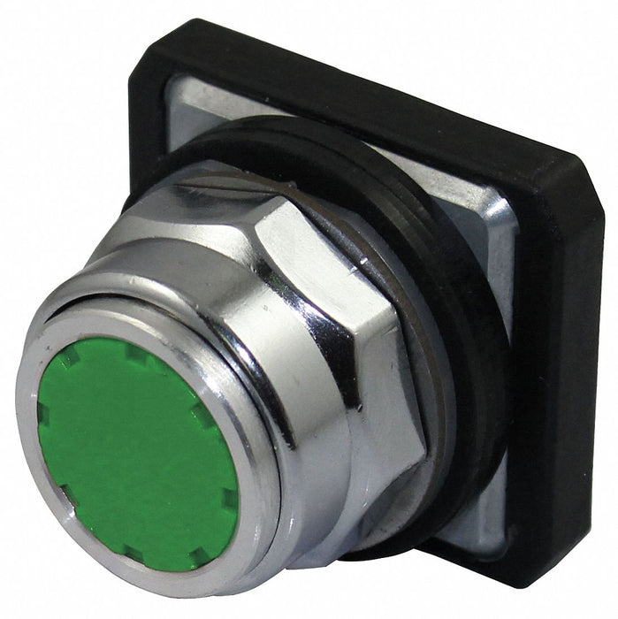 Flush Push Button Green Non-Illum 30mm