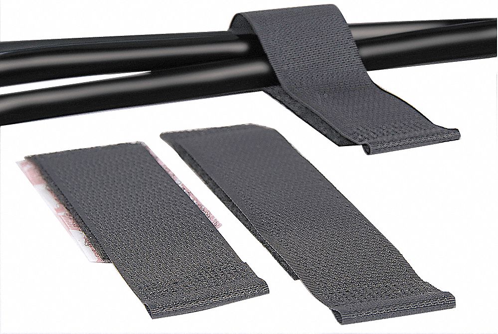 Hook-and-Loop Cable Tie 4 in Black PK25
