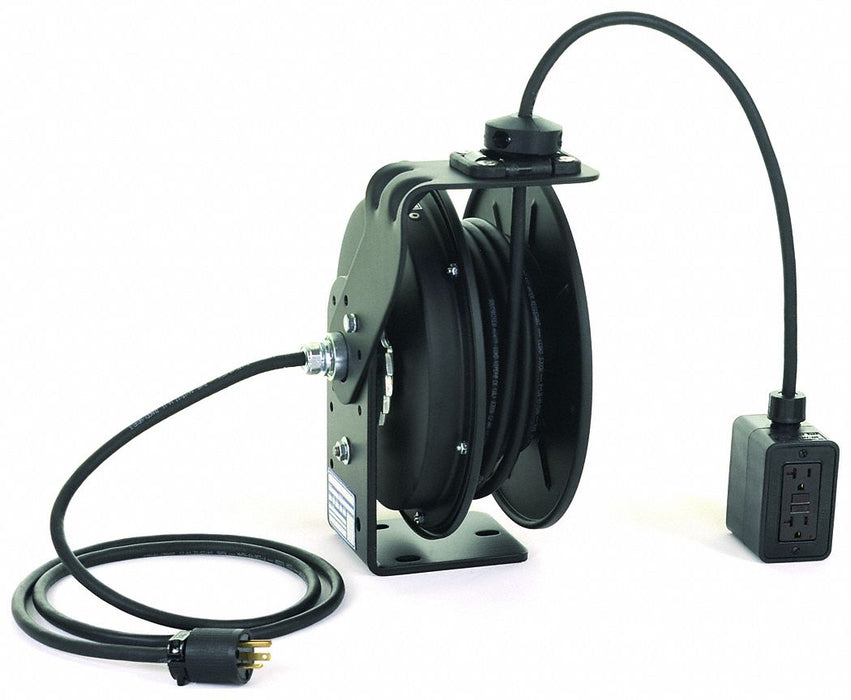 Retractable Cord Reel 25 ft Blk 120VAC