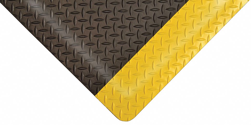 Antifatigue Mat Black YllwBrdr 3ft.x5ft.