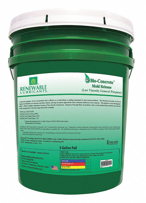 Mold Release Biodegradable 5 gal.