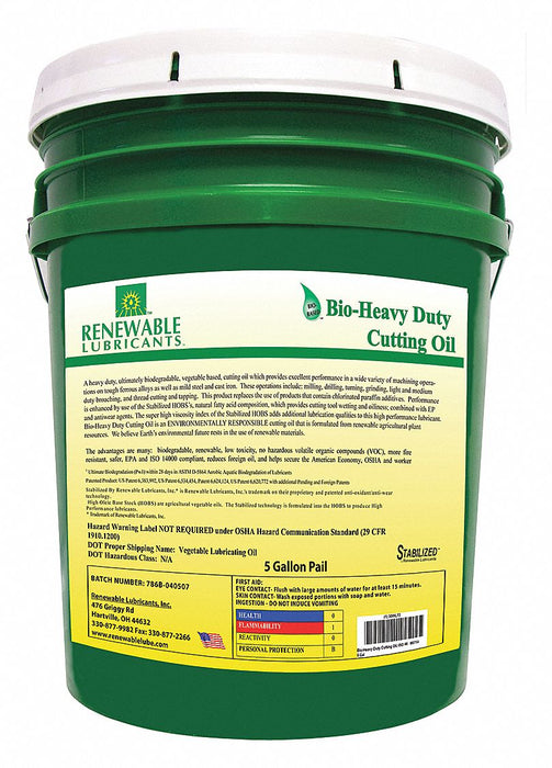 Cutting Oil Pail Yellow 5 gal.