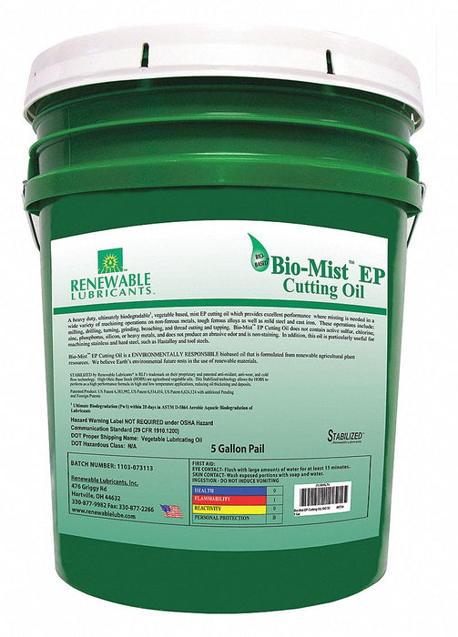 Cutting Oil Pail Yellow 5 gal.