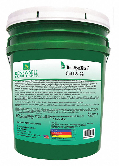 Cutting Oil Pail Yellow 5 gal.