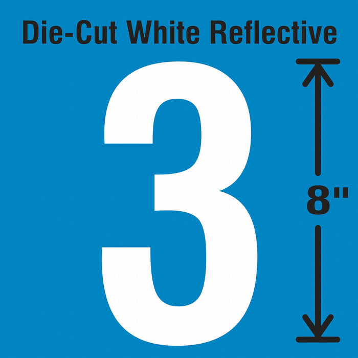 Number Label Vinyl White Number 3 8 H