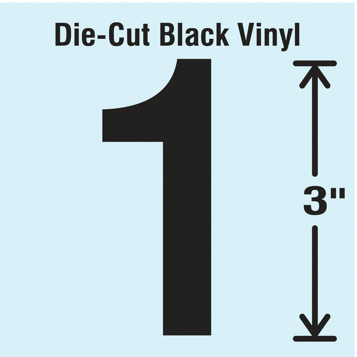 NumberLabel Vinyl 3inH 5/8inW PK10