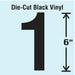 K8343 Number Label Vinyl 6 in H 1-1/4 in W