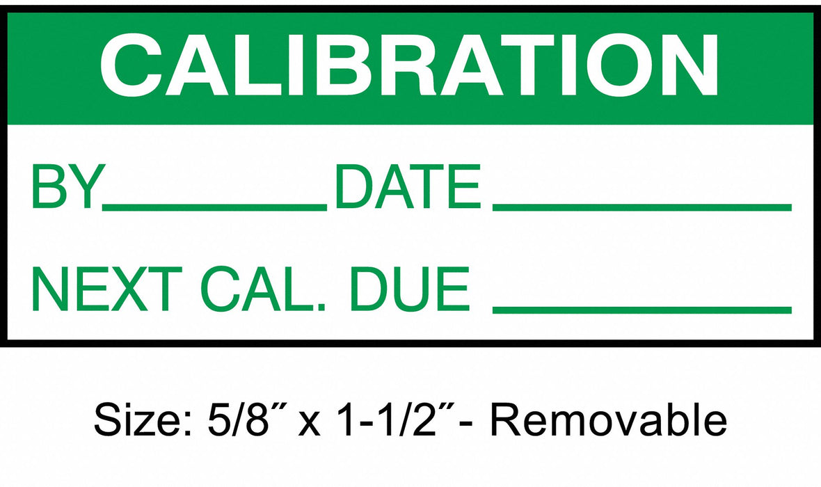 Calibration Label ENG Green/White PK350