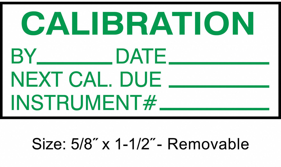 Calibration Label ENG Green/White PK350