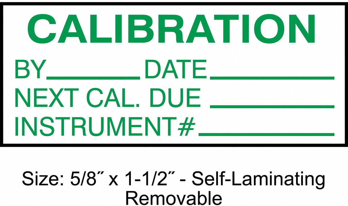 Calibration Label ENG Green/White PK350