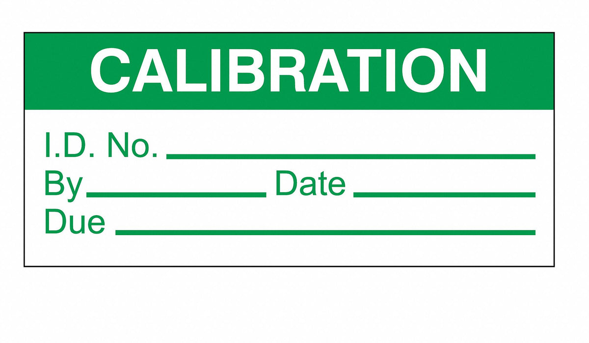 Calibration Label ENG Green/White PK250