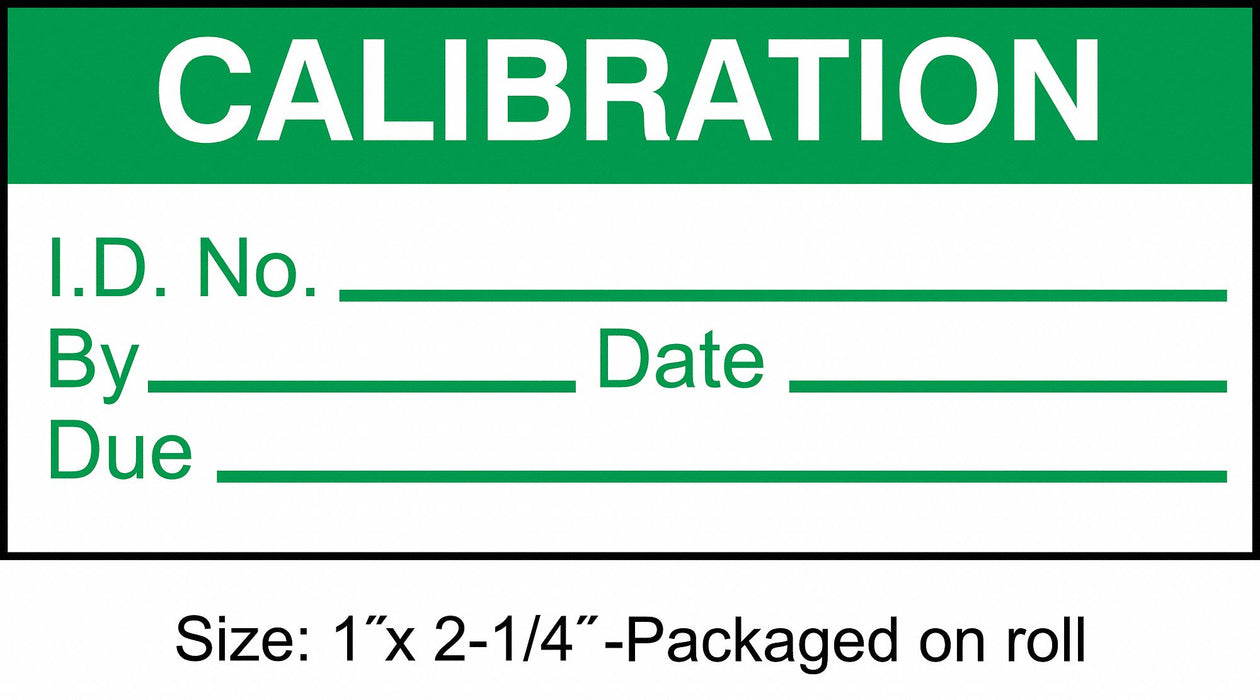 Calibration Label ENG Green/White PK250