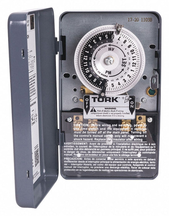 Electromechanical Timer 24 hr Gray Metal