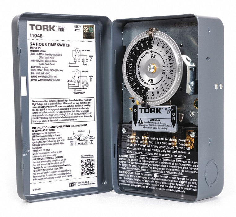 Electromechanical Timer 24 hr Gray Metal