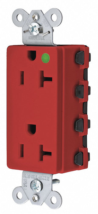 Receptacle Red 20 A 2P3W Back 1PK