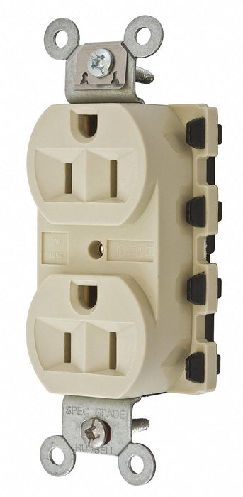 Receptacle Ivory 15 A 2P3W Back 1PK