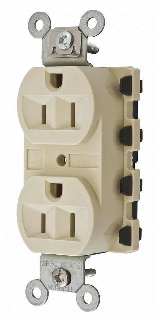 Receptacle Ivory 15 A 2P3W Back 1PK