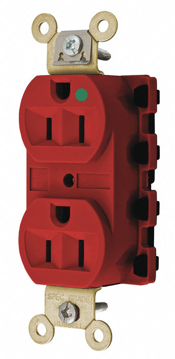 Receptacle Red 15 A 2P3W Back 1PK