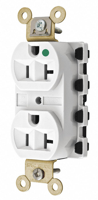 Receptacle White 20 A 2P3W Back 1PK