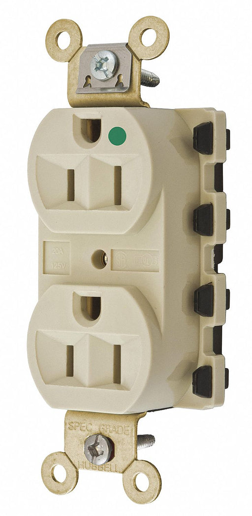Receptacle Ivory 15 A 2P3W Back 1PK