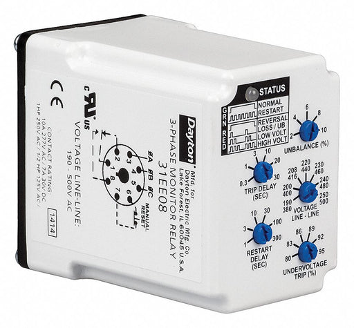 Phase Monitor Relay 8 Pins 190-500V AC