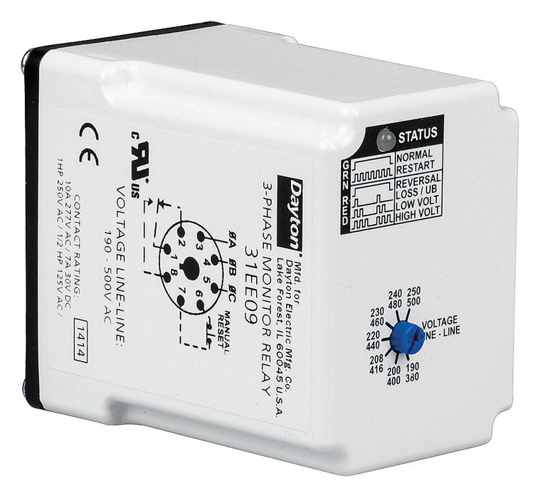 Phase Monitor Relay 8 Pins 190-500V AC