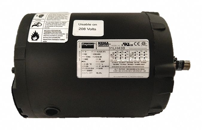 GP Motor 1/2 HP 1 765 RPM 230/460V 56C