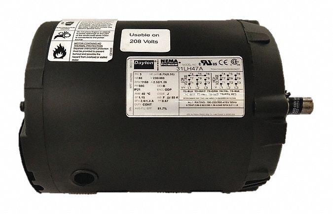 GP Motor 3/4 HP 1 150 RPM 230/460V 56C