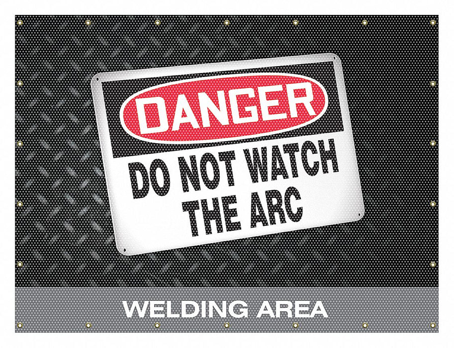 Welding Curtain 8 ft W Printed Yellow