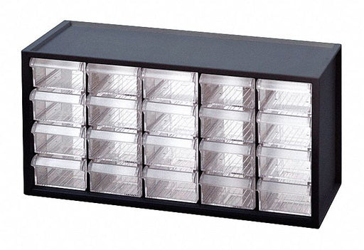 Bin Cab 20ClrDrwr Blk 7 1/4 H ClearDrwr