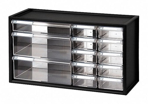 Bin Cab 13ClrDrwr Blk 9 3/4 H ClearDrwr