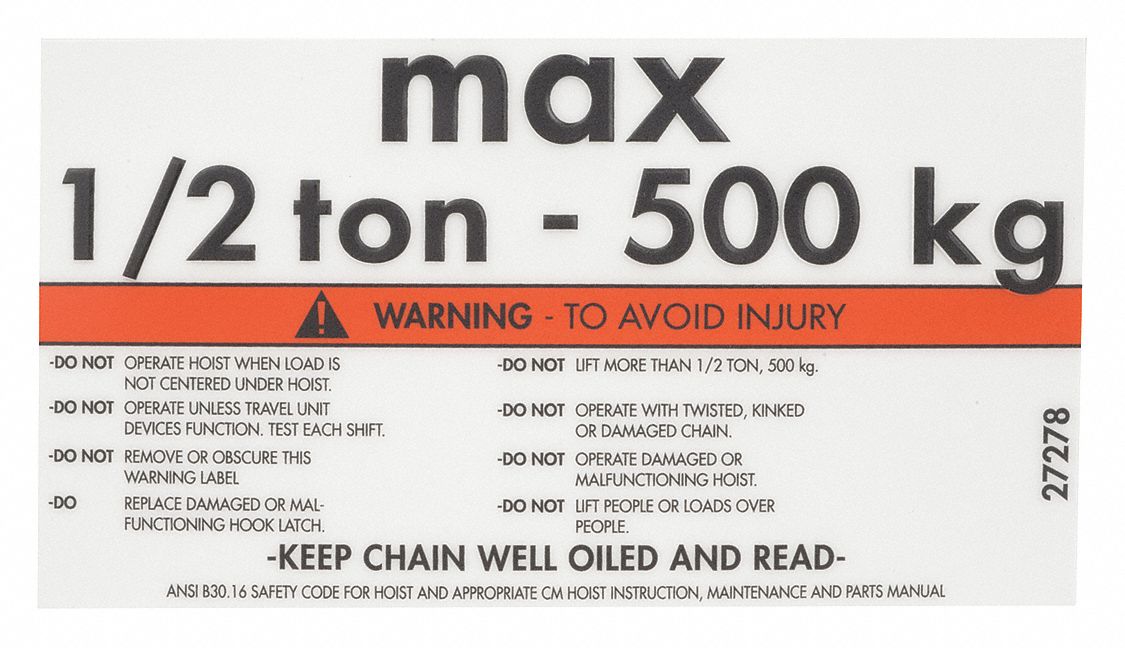 Capacity/Warning Label