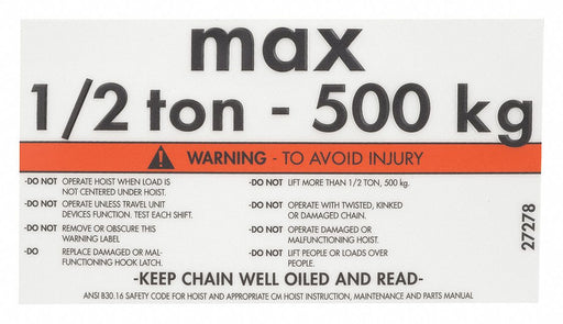Capacity/Warning Label
