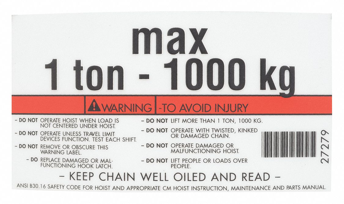 Capacity/Warning Label