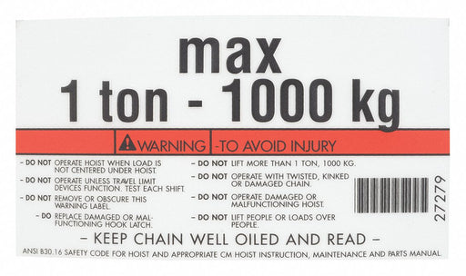 Capacity/Warning Label