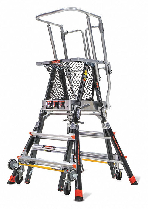 Adj. Cage Platform Ladder 5 ft Fbrglss