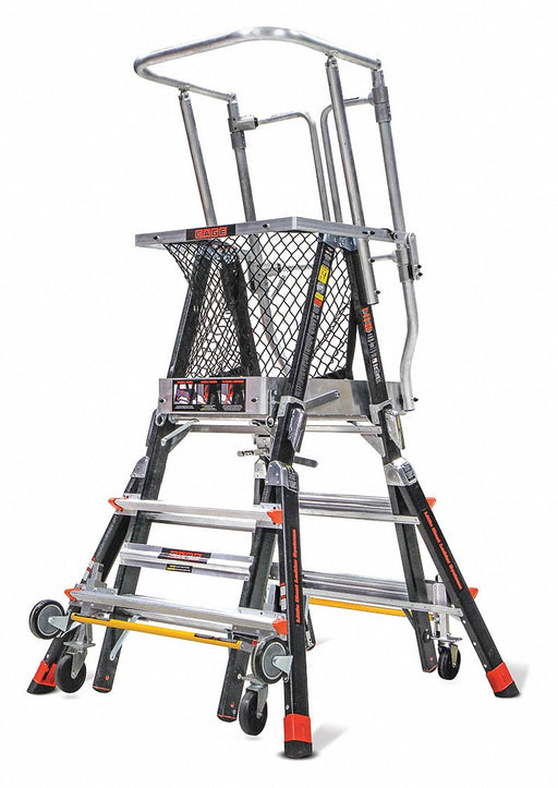 Adj. Cage Platform Ladder 5 ft Fbrglss